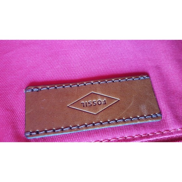 Fossil‎  Red/Coral Cowhide Leather Harper Flap Crossbody Bag Purse w/Key - Picture 12 of 16